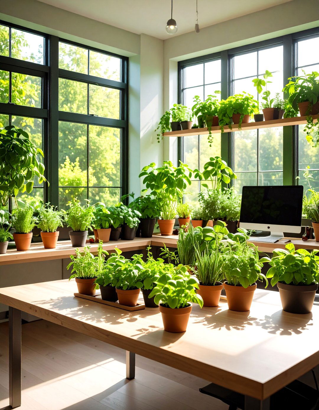 Herb Garden Desktop Ecosystem - 24 Green Home Office Ideas