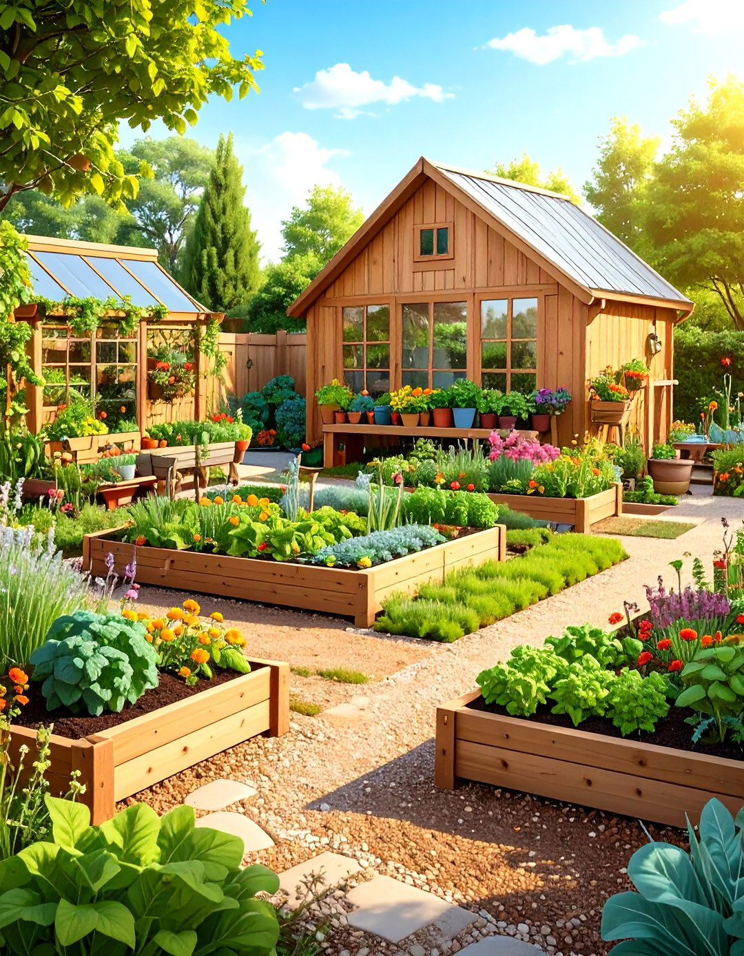 Herb Garden Kitchen with Culinary Plants and Harvest Areas - 24 Garden Decor Ideas