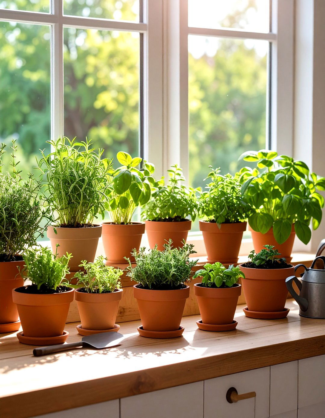 Herb Garden Windowsill Display - 24 Cottagecore Interior Design Ideas
