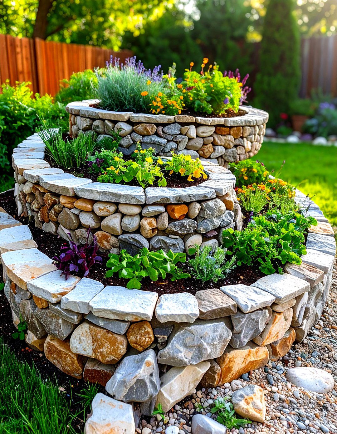 Herb Spiral Garden Bed with Permaculture Design - 24 Round Garden Bed Ideas