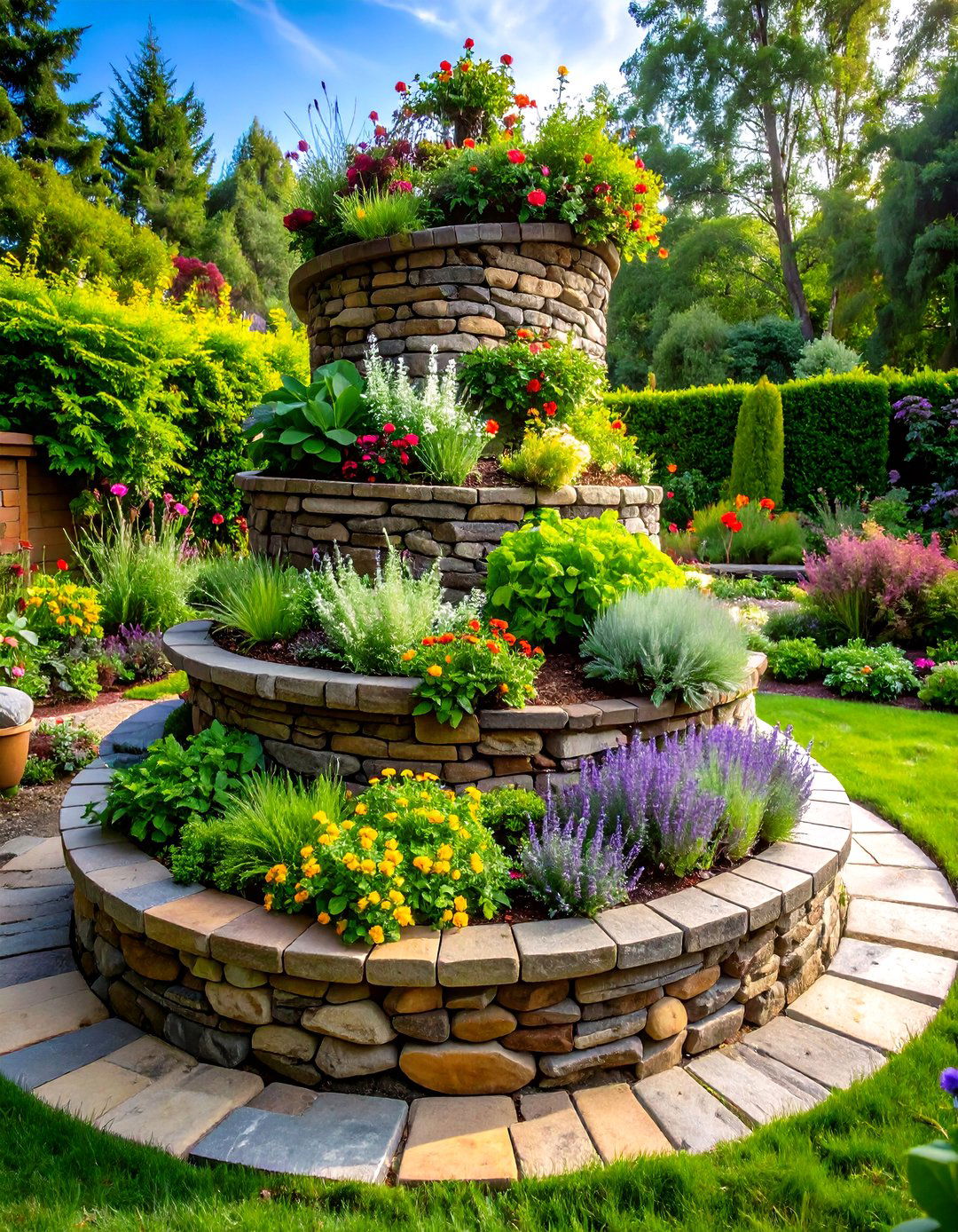 Herb Spiral Garden Design - 24 Backyard Ideas on a Budget