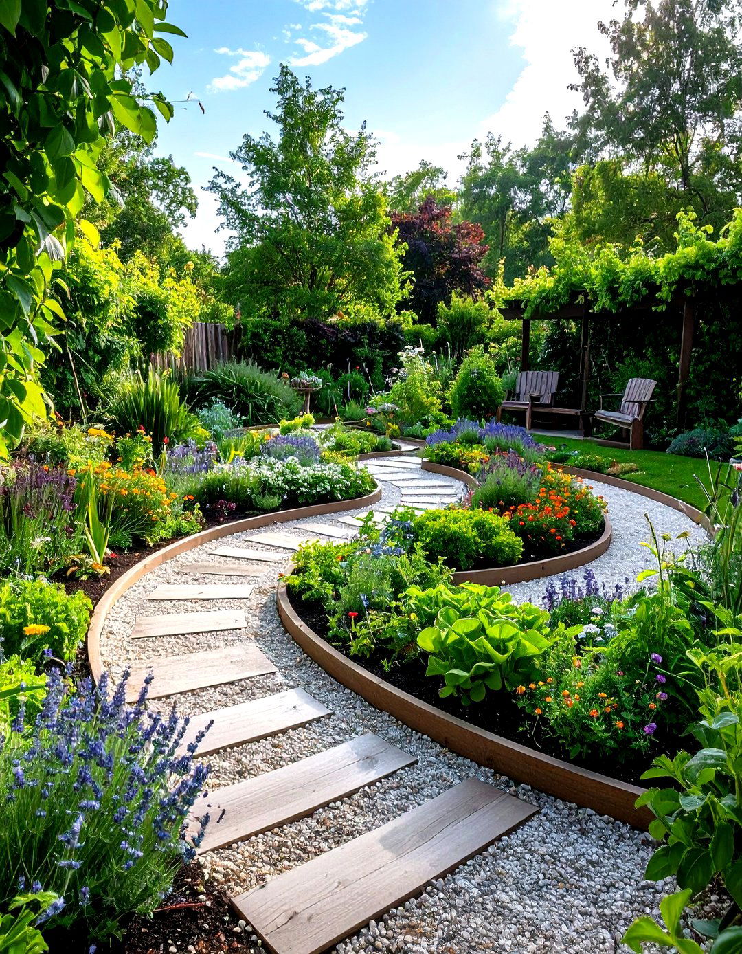 Herb Spiral Garden - 24 Gravel Garden Ideas