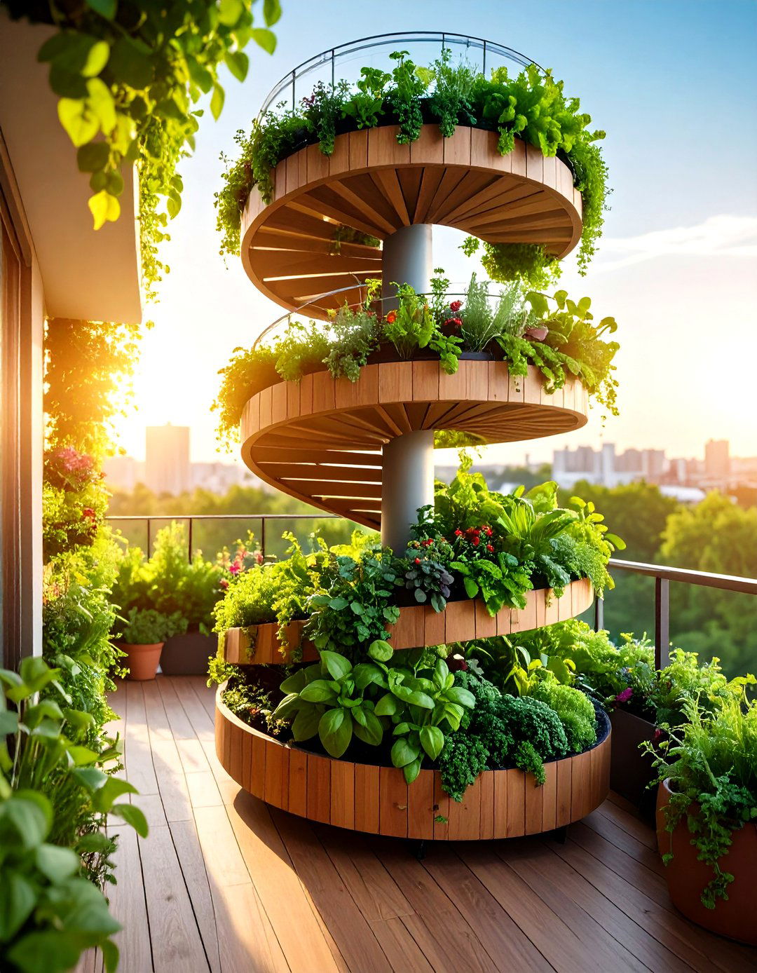 Herb Spiral Tower Design - 24 Balcony Trellis Ideas
