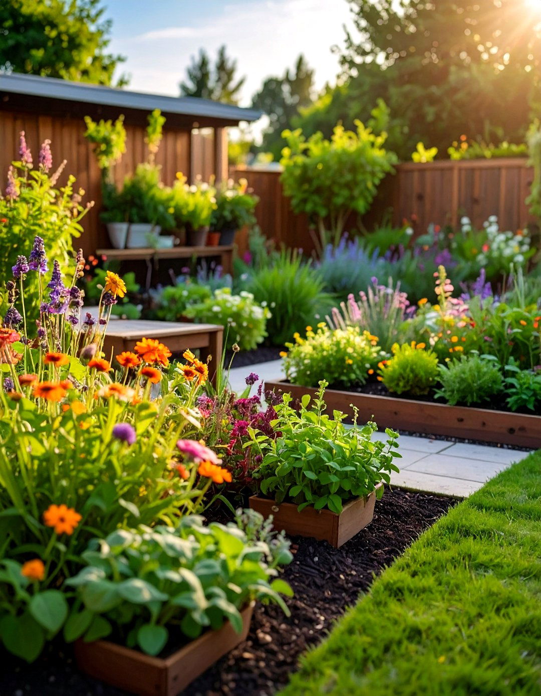 Herb and Flower Combination Beds - 24 Flower Bed Ideas
