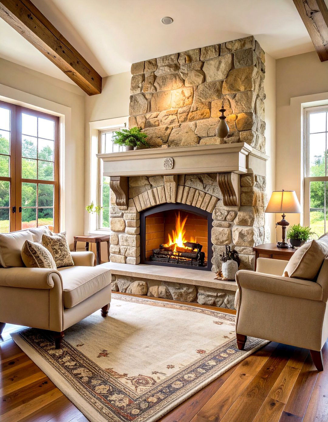 Heritage Limestone Carved Fireplace - 24 Rustic Fireplaces