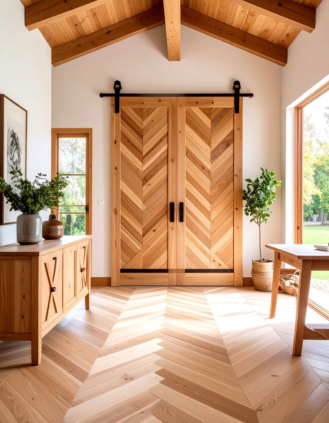 Herringbone Barn Door - 24 Barn Door Ideas