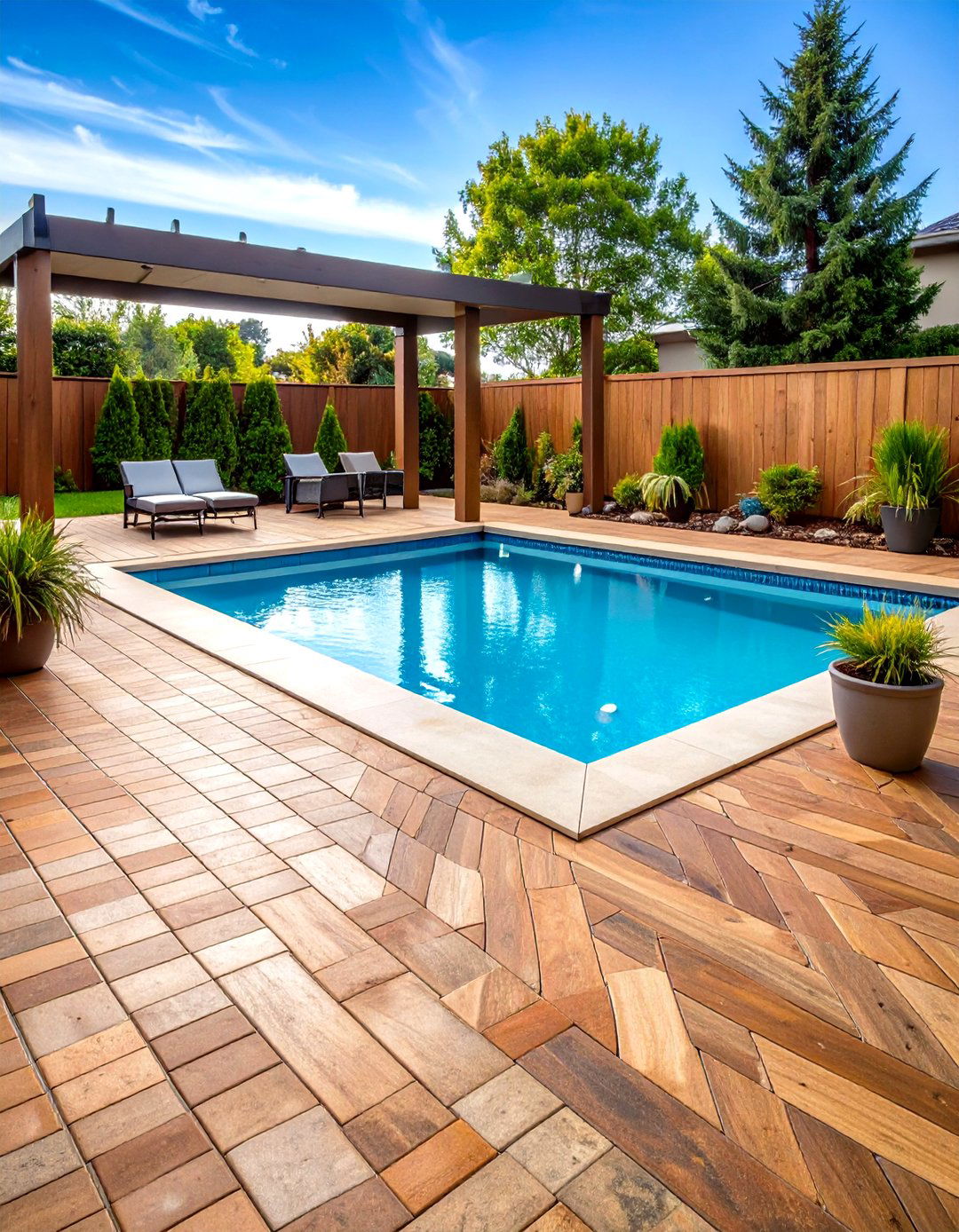 Herringbone Brick Pool Deck Patio Design - 24 herringbone brick patio designs