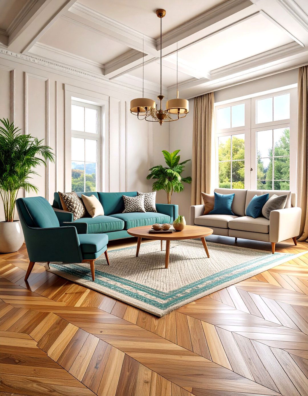 Herringbone Parquet Pattern Revival - 24 Living Room Flooring Ideas