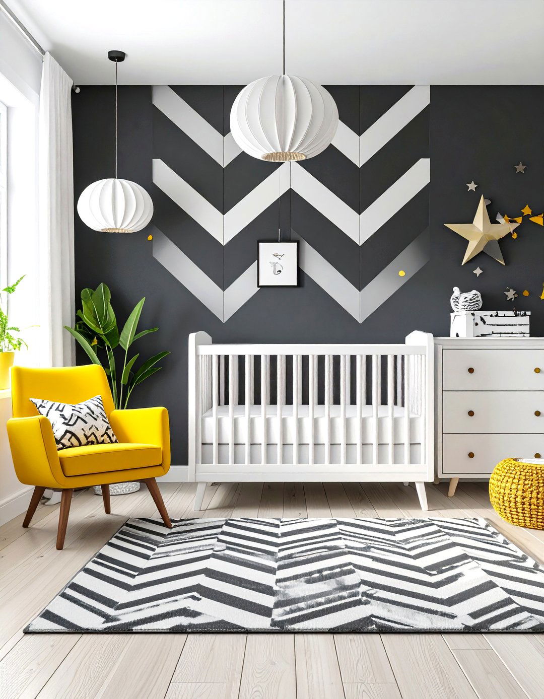 Herringbone Pattern Black White Nursery - 24 Black and White Nursery Ideas