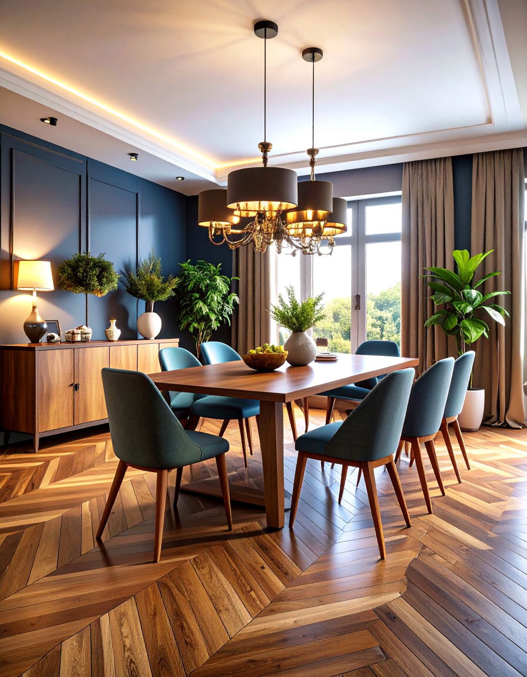 Herringbone Pattern Dark Wood Dining - 24 dark wood floor dining room ideas