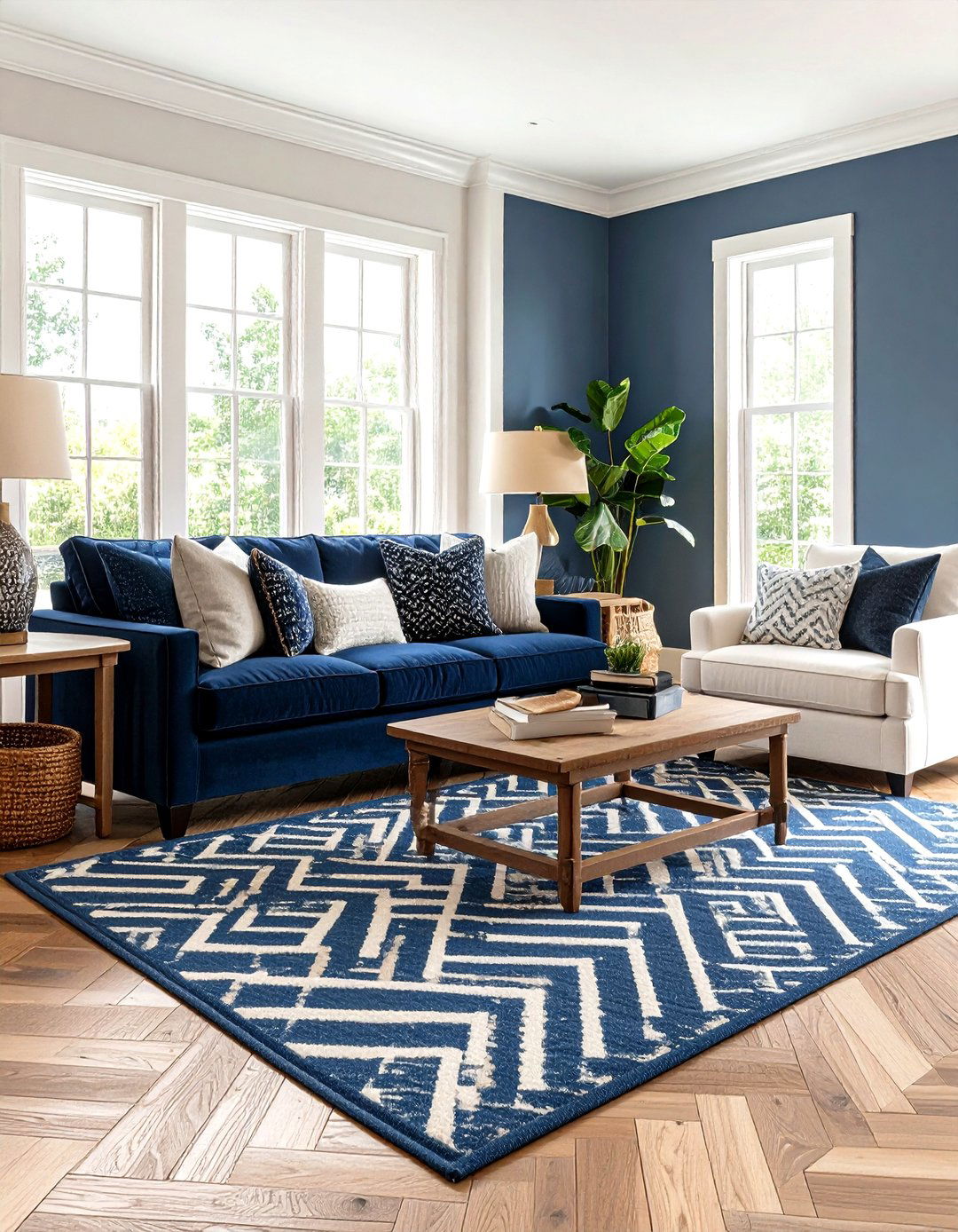 Herringbone Pattern Living Room - 24 Preppy Living Room Ideas