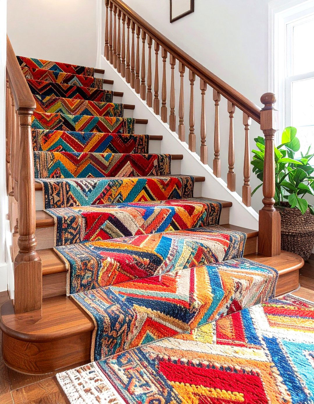 Herringbone Pattern Stair Runner - 24 Staircase Ideas