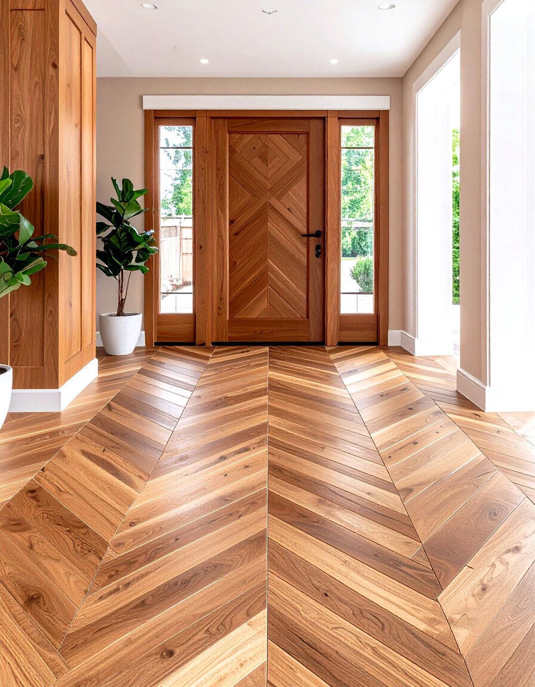Herringbone Pattern Wood Look Ceramic - 24 Small Entryway Tile Floor Ideas