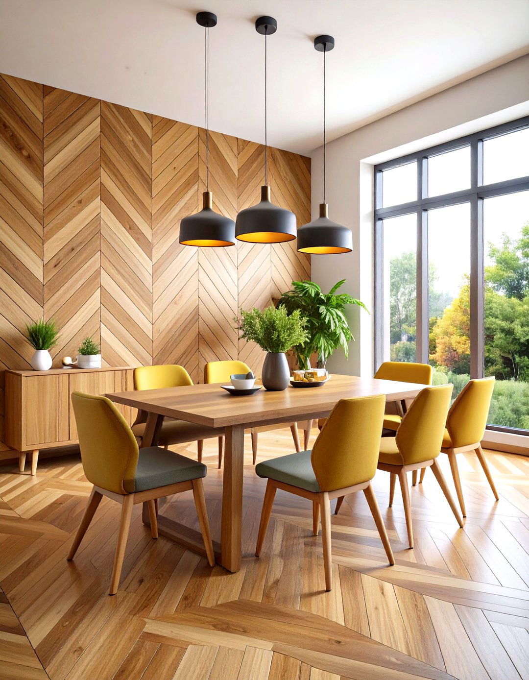 Herringbone Pattern Wood Wall - 24 Wood Accent Wall Ideas