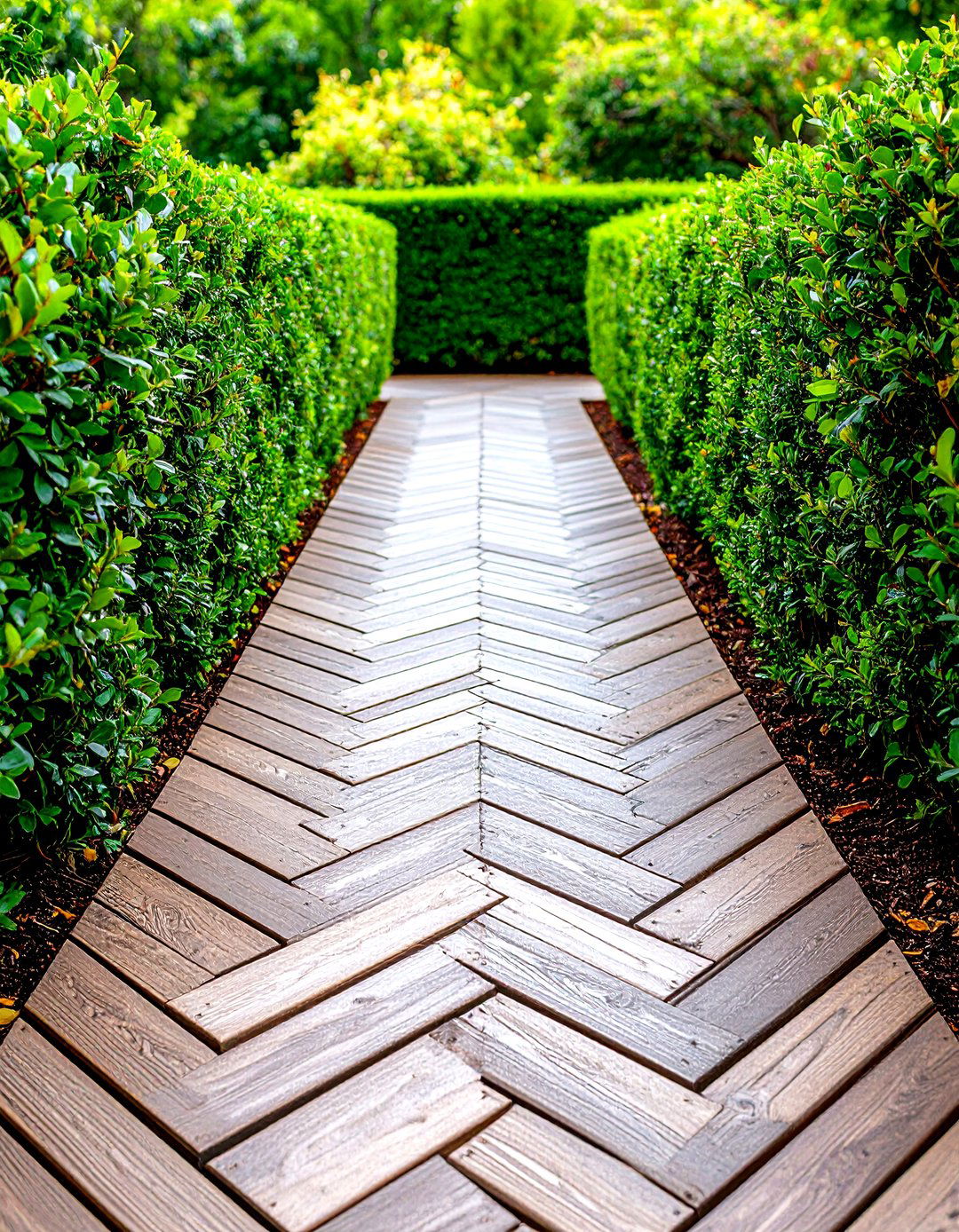 Herringbone Pattern Wooden Walkway - 24 Wooden Walkway Ideas