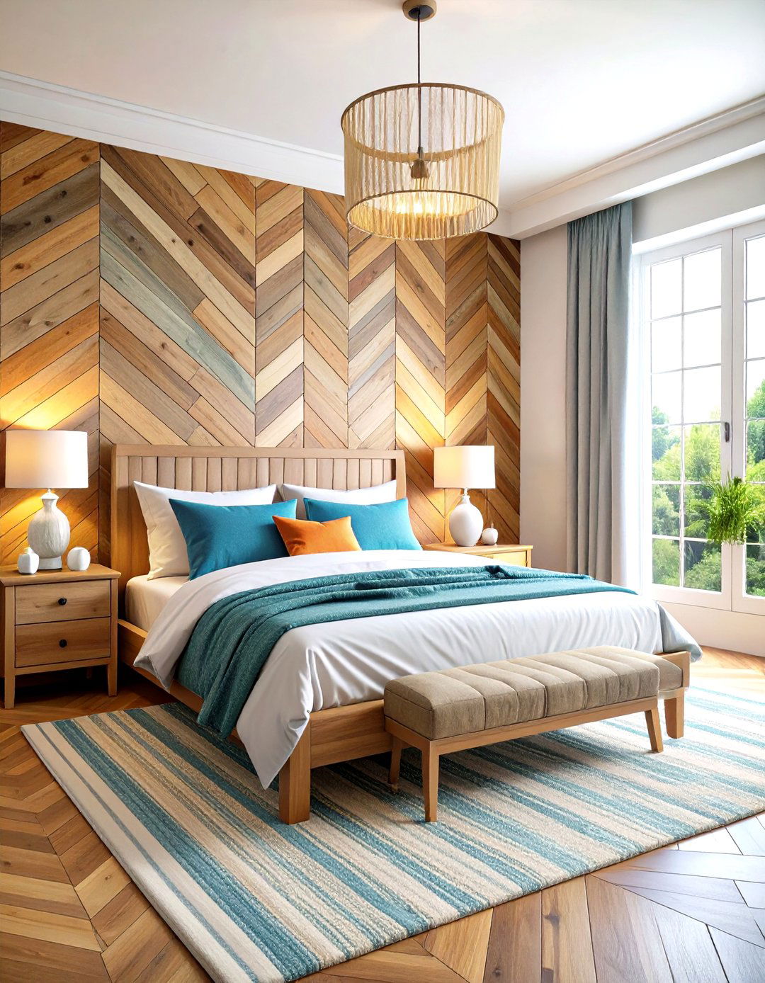 Herringbone Shiplap Feature Walls - 24 Wood Trim Accent Wall Ideas
