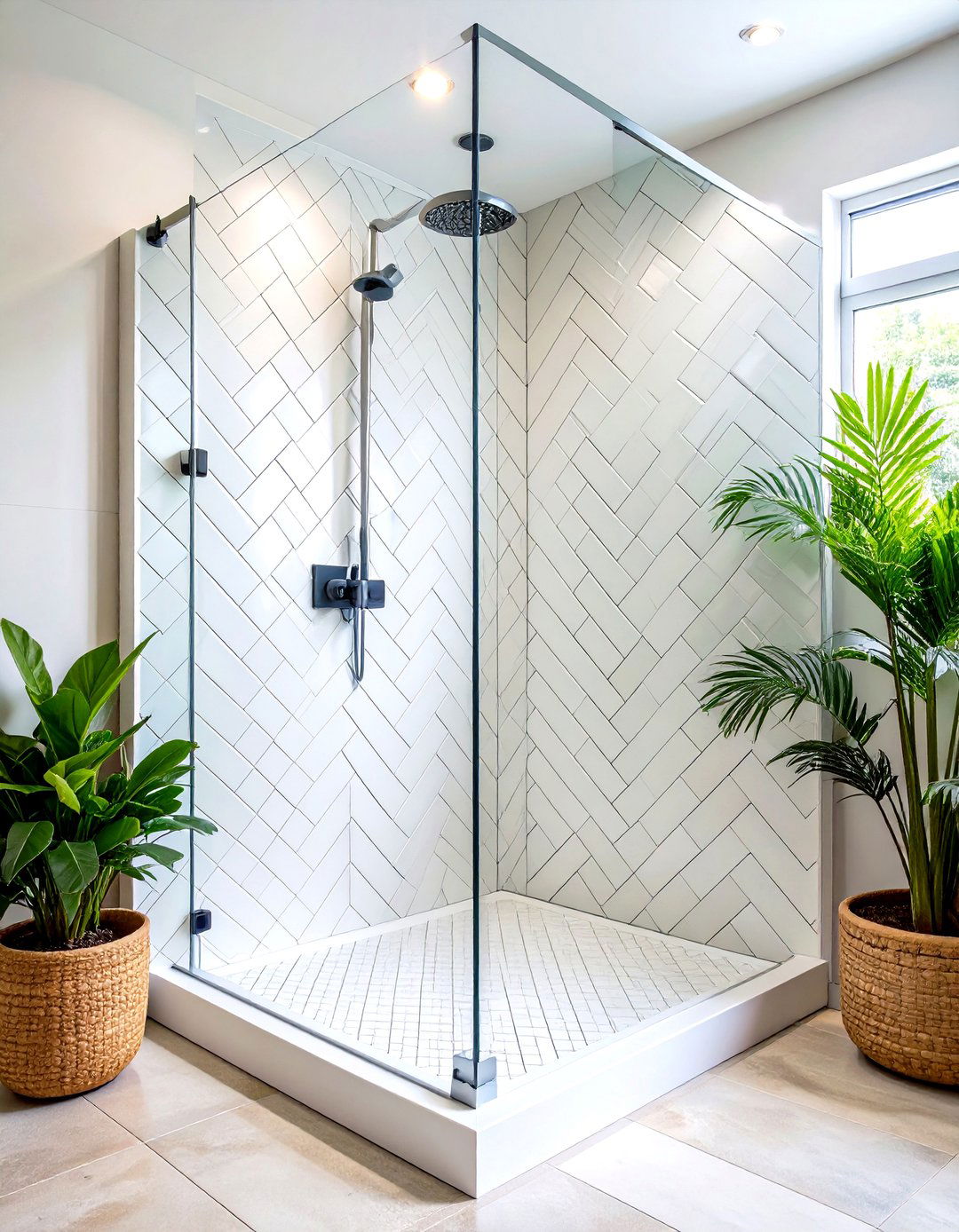 Herringbone Subway Tile Arrangements - 24 Shower Wall Ideas