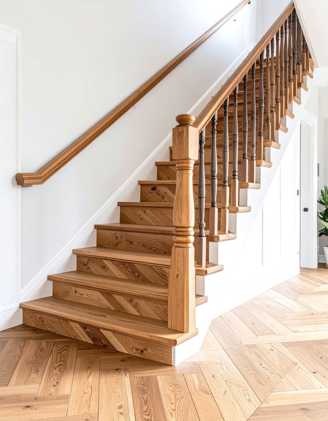 Herringbone Wood Pattern Stencils - 24 Stair Riser Ideas