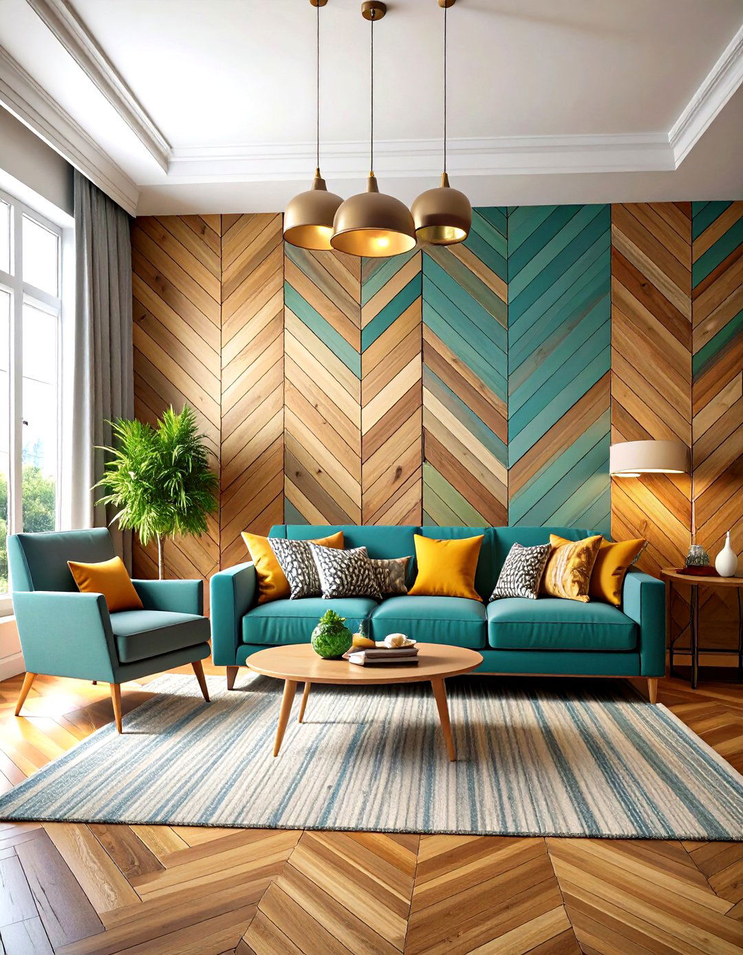 Herringbone Wood Pattern Wall - 24 Tv Accent Wall Ideas