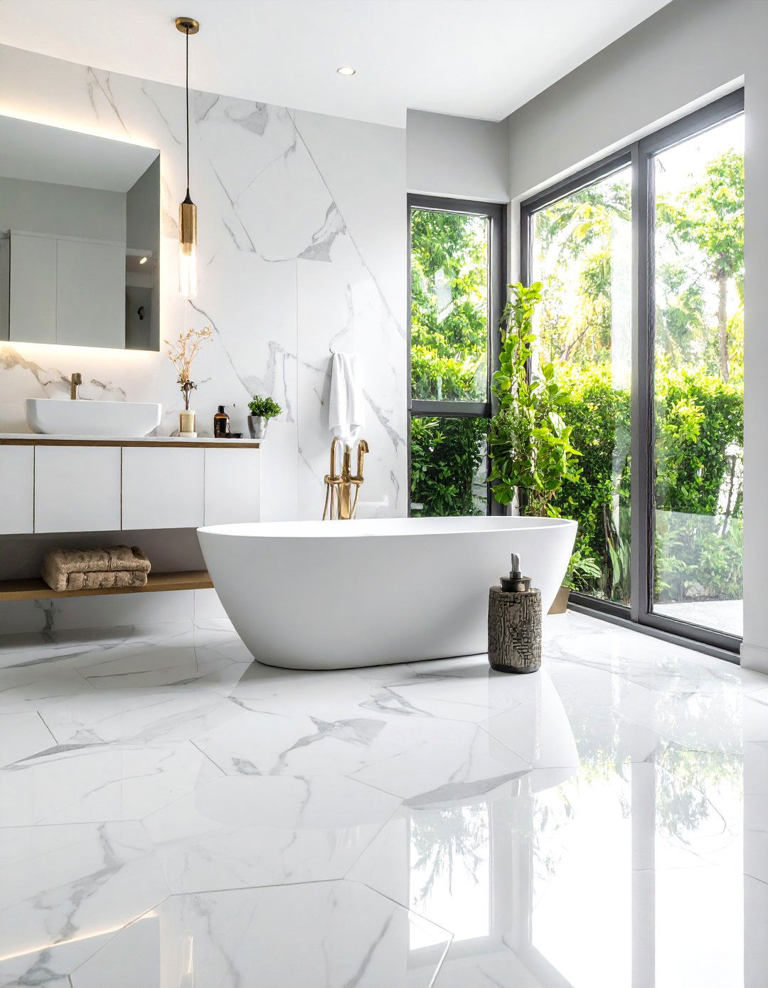 Hexagon Marble Floor Designs - 24 Bathroom Tile Ideas