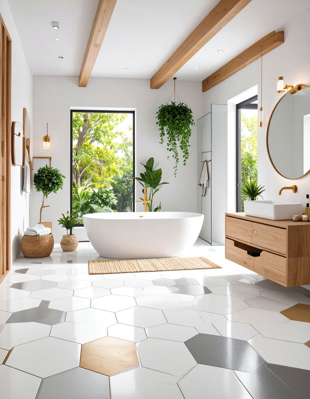 Hexagon Mosaic Tile Floors - 24 Bathroom Flooring Ideas