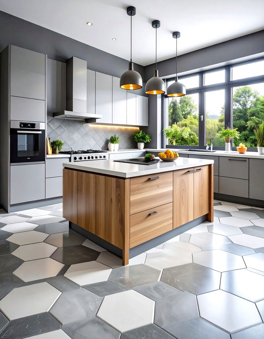 Hexagon Tile Kitchen Floor for Modern Geometry - 24 Kitchen Floor Tile Ideas