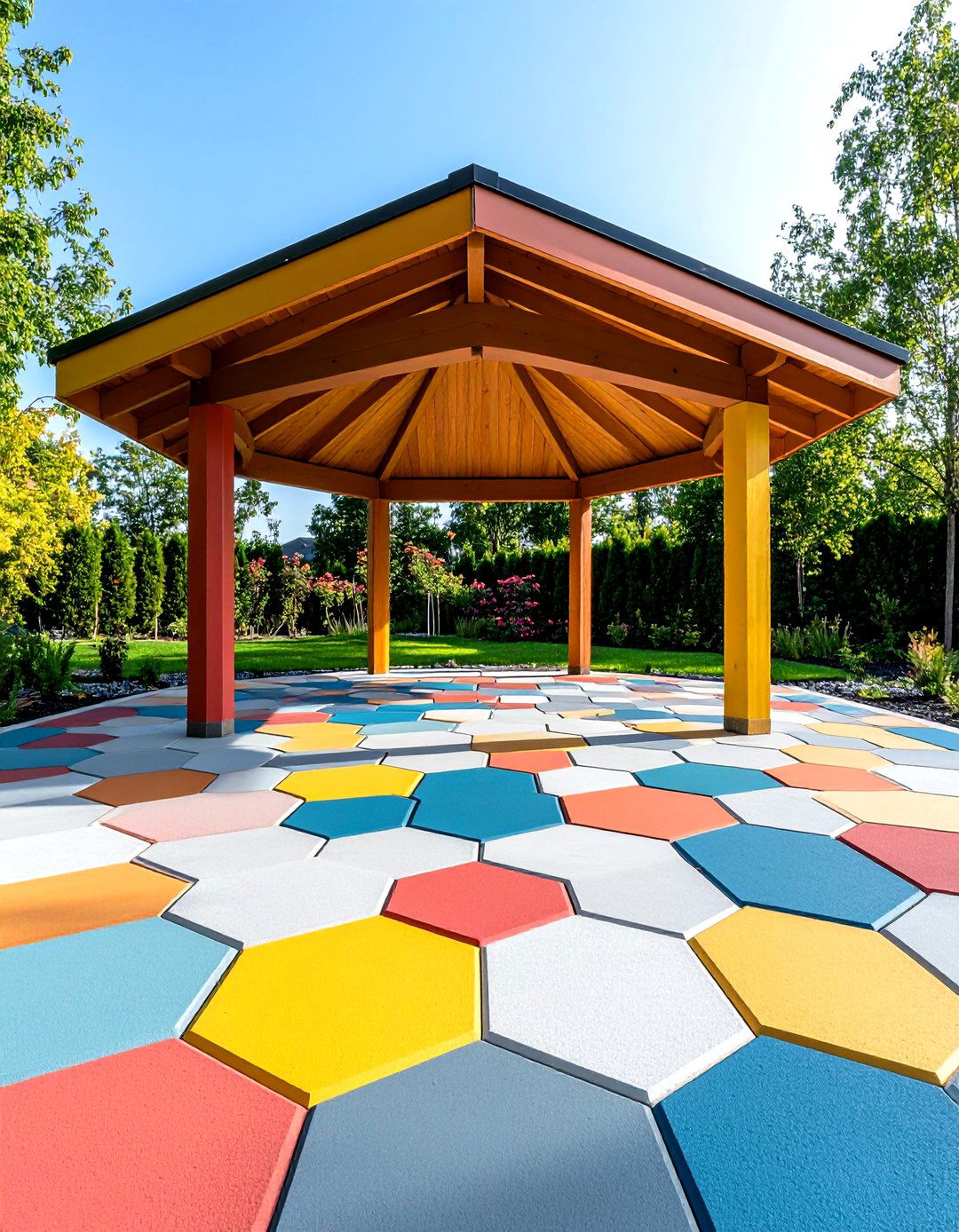 Hexagonal Concrete Pavers - 24 Gazebo Floor Ideas