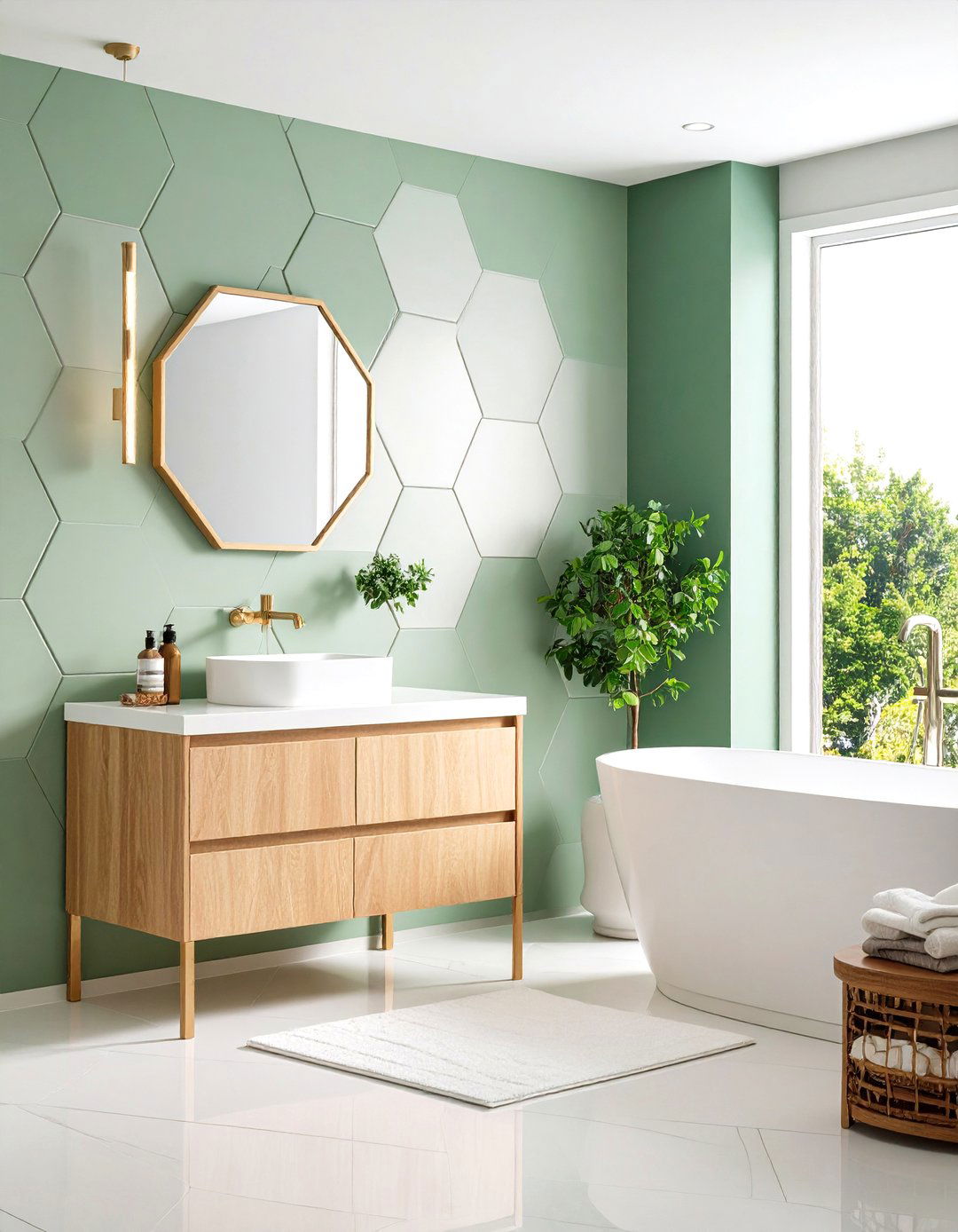 Hexagonal Honeycomb Pattern Panels - 24 Bathroom Wall Paneling Ideas