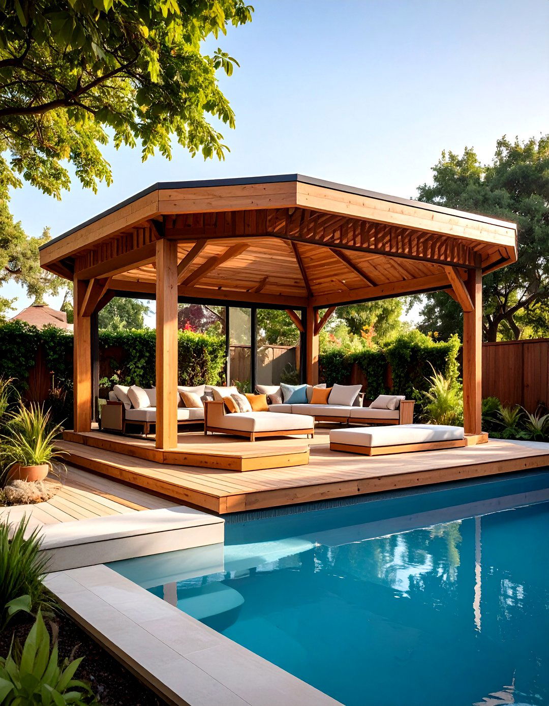Hexagonal Multi Level Pool Gazebo - 24 Pool Gazebo Ideas
