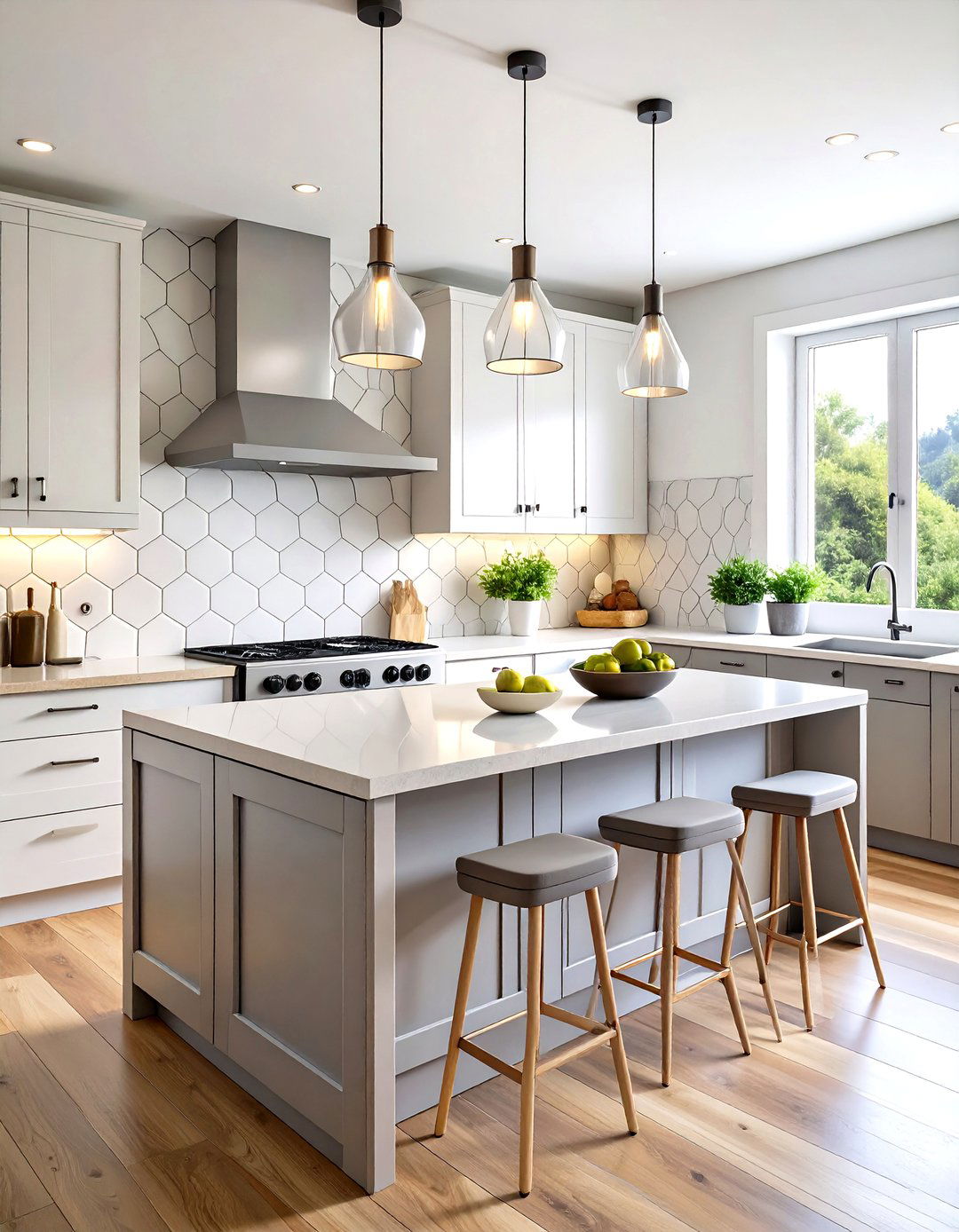 Hexagonal Tile Backsplash with Modern Geometry - 24 Kitchen Backsplash Ideas
