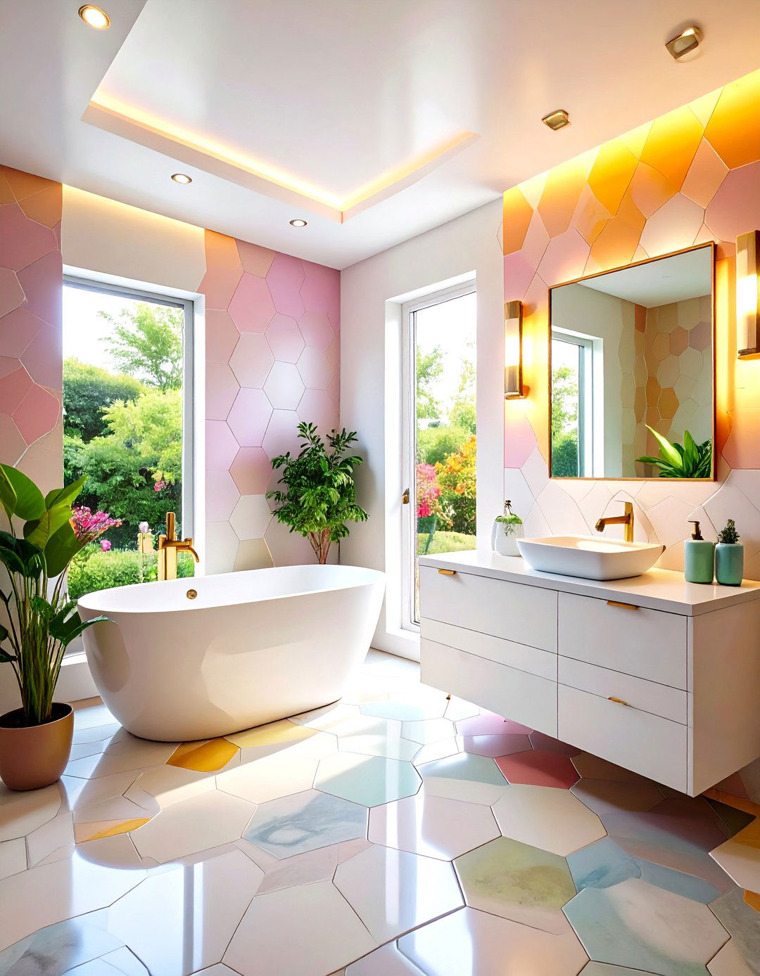 Hexagonal Tile Bathroom - 24 Apartment Bathroom Ideas