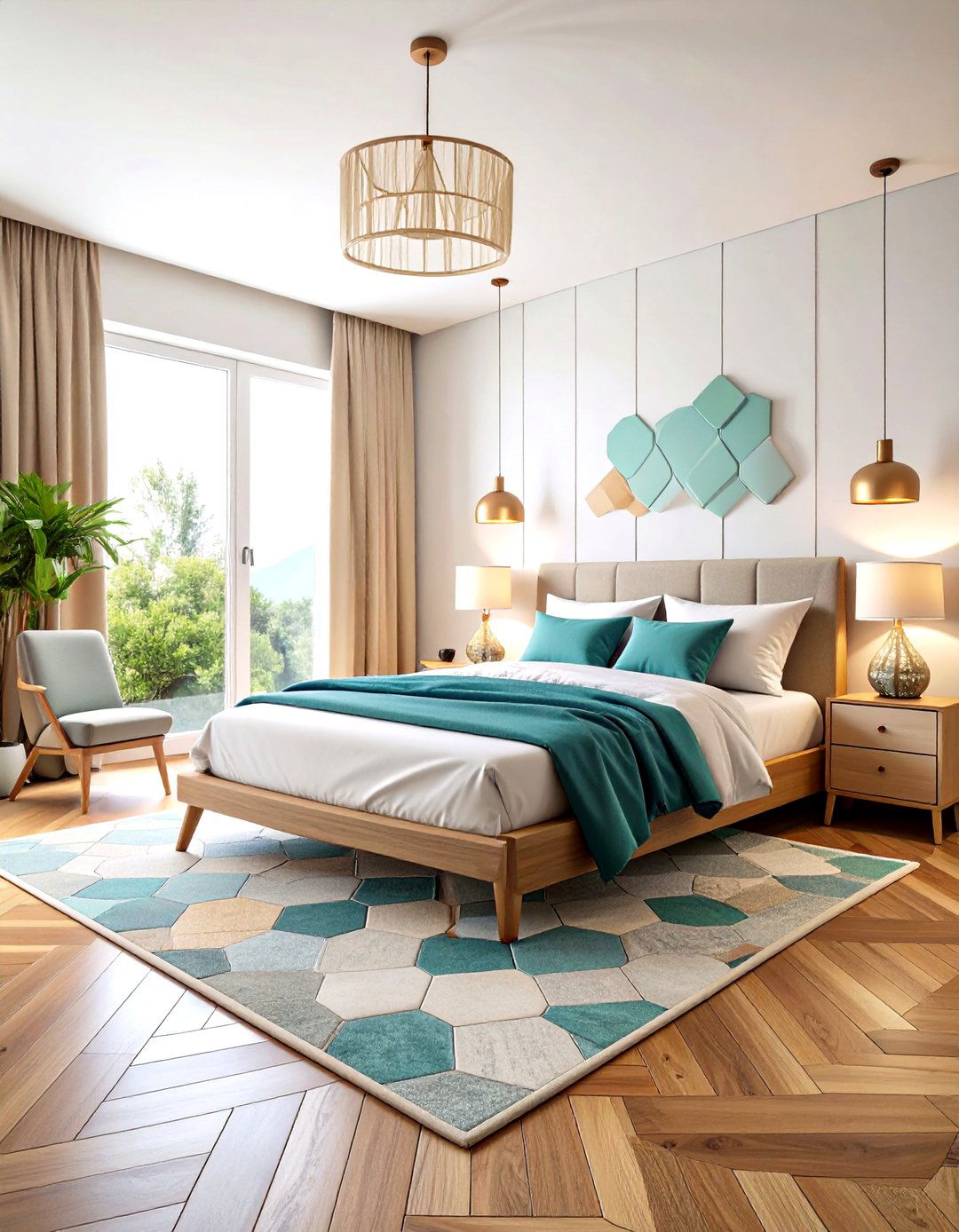 Hexagonal Tile Bedroom Overlaps - 24 Floor Transition Ideas