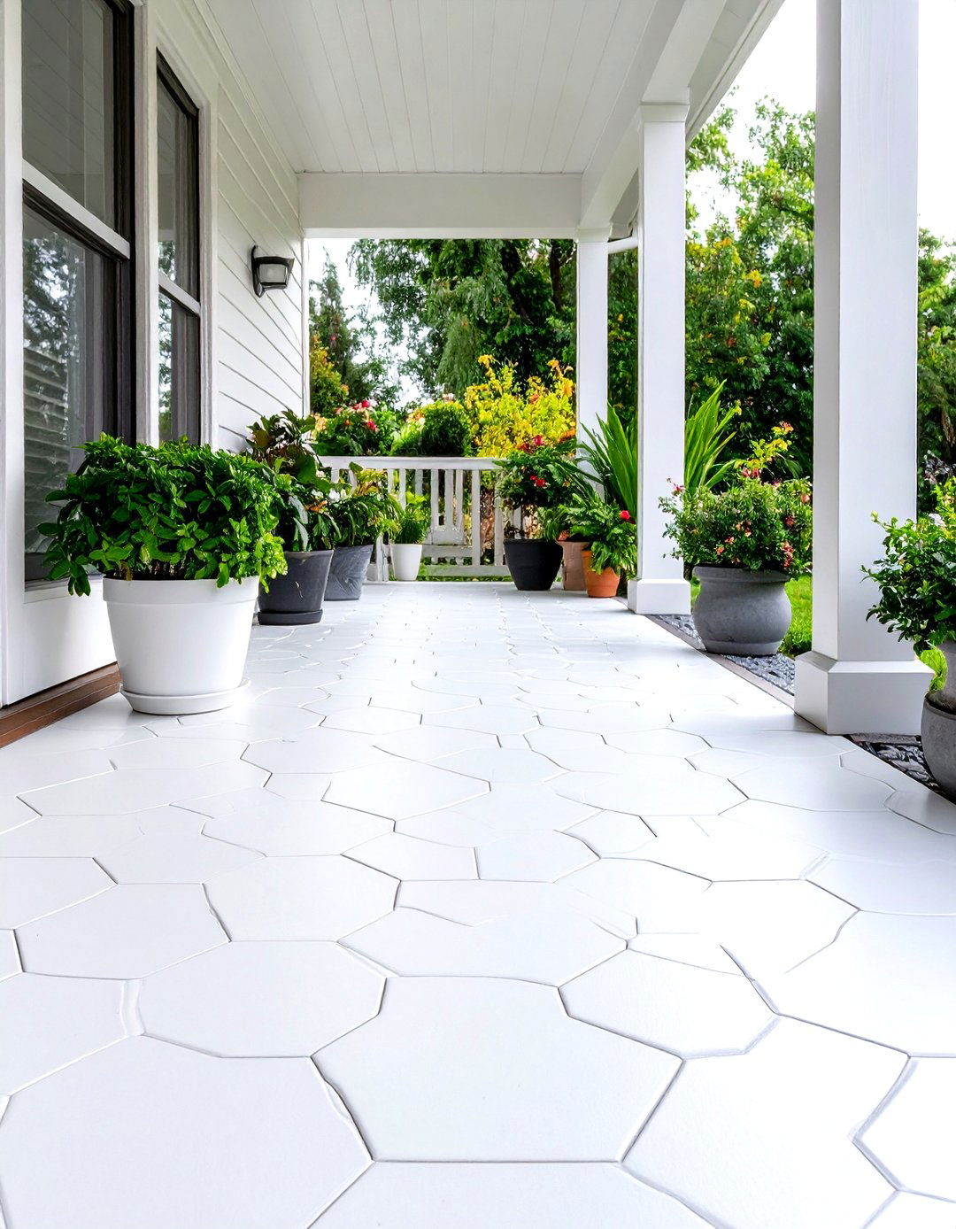 Hexagonal Tile Contemporary Style - 24 Front Porch Tile Ideas