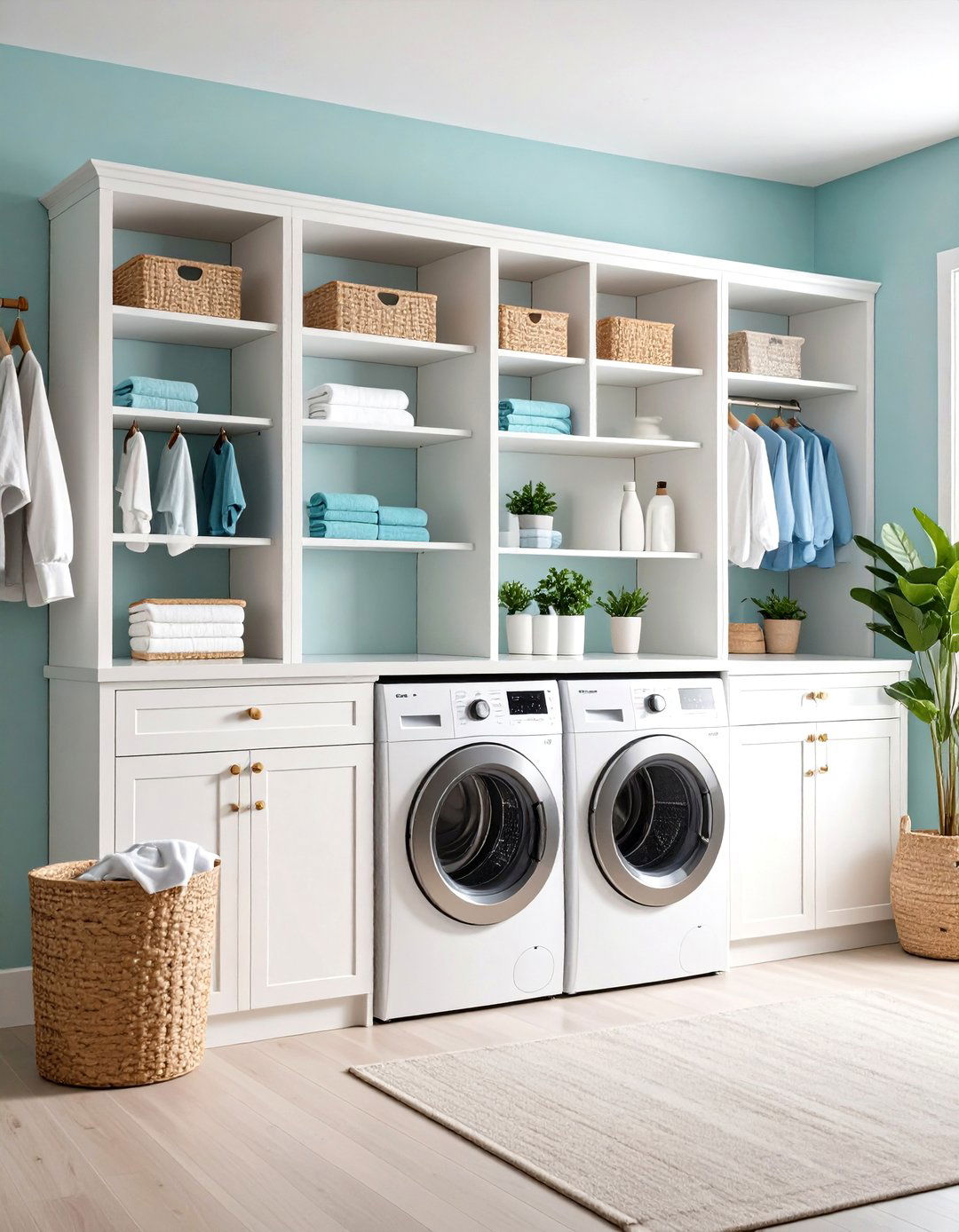 Hidden Cabinet Storage with Shelves - 24 Laundry Room Shelving Ideas