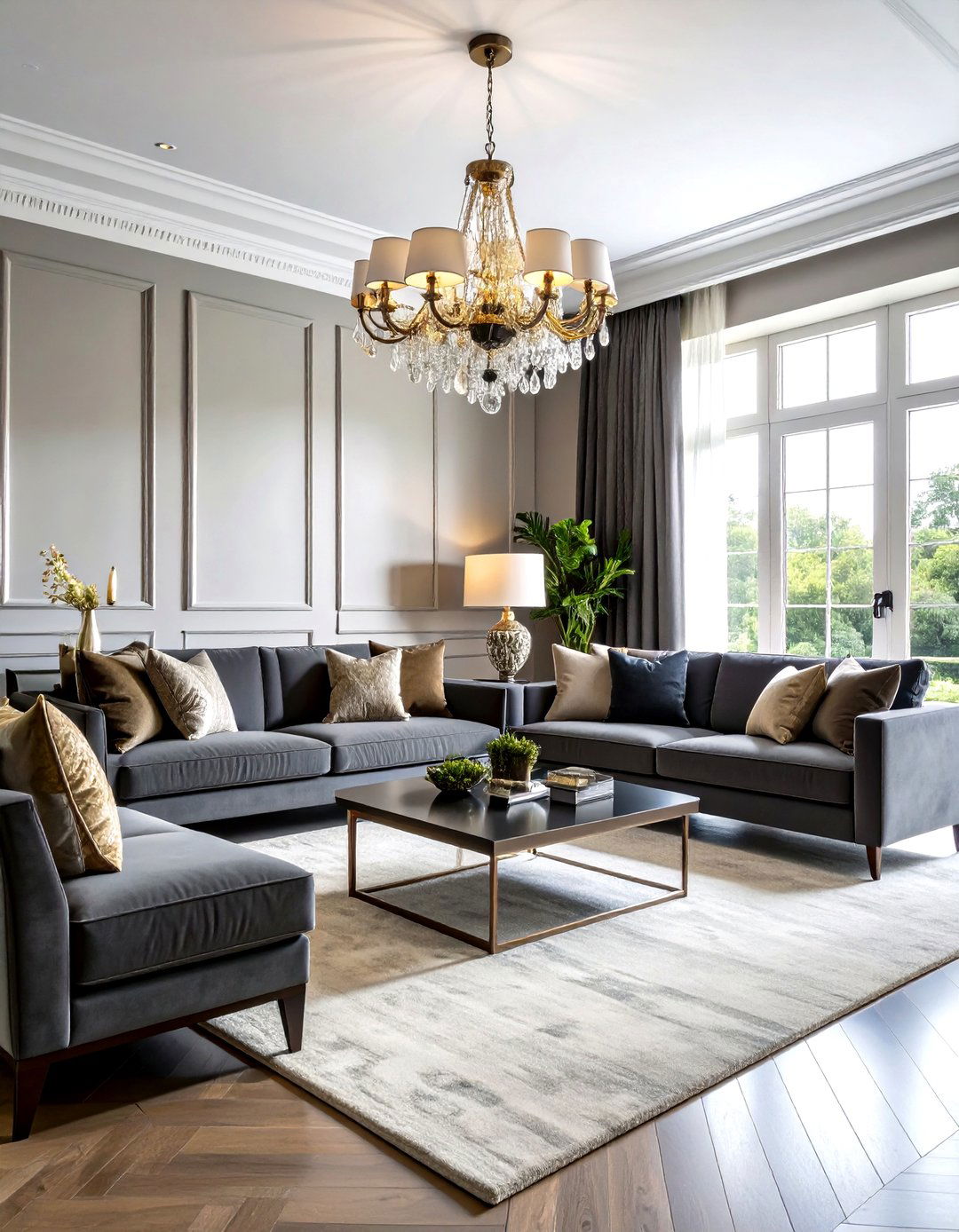 High Contrast Drama Theme - 24 Grey and Beige Living Room Ideas