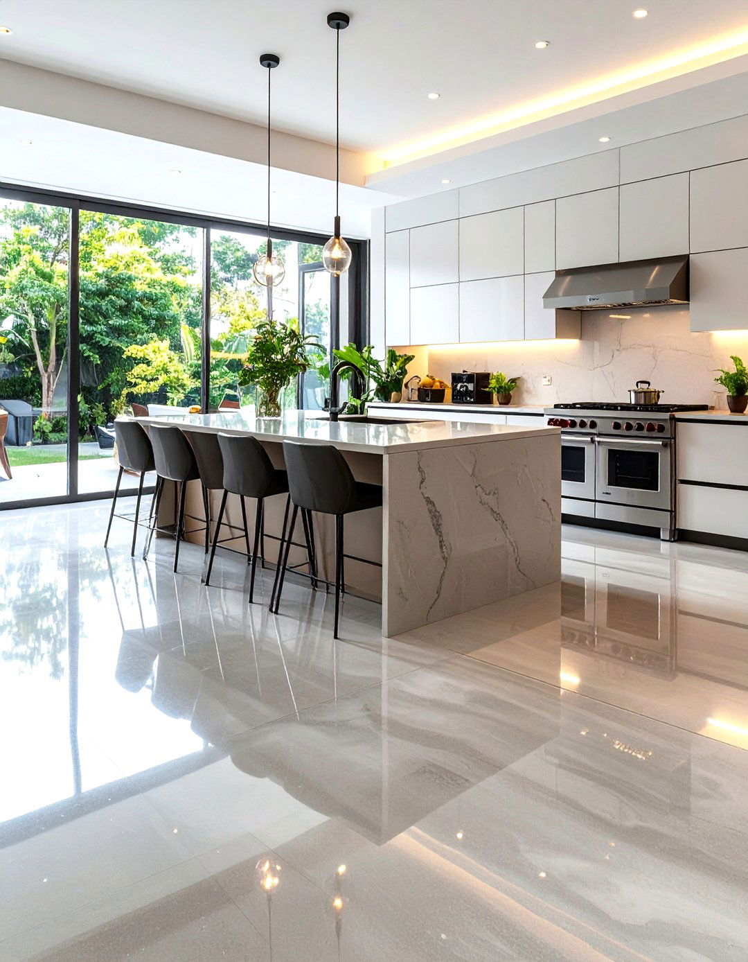 High Gloss Concrete Kitchen Surfaces - 24 Concrete Floor Kitchen Ideas