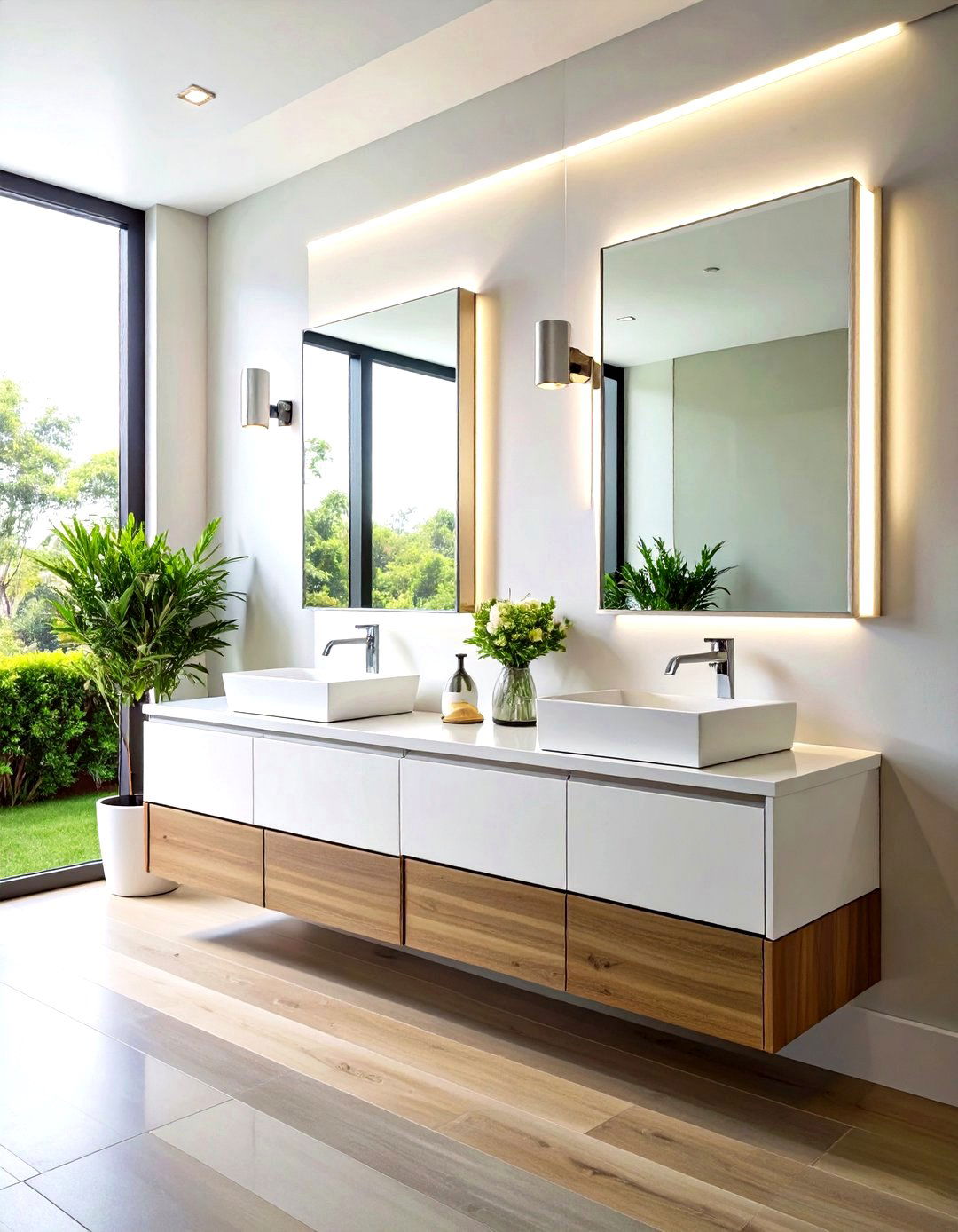 High Gloss White Double Vanity - 24 Double Vanity Bathroom Ideas