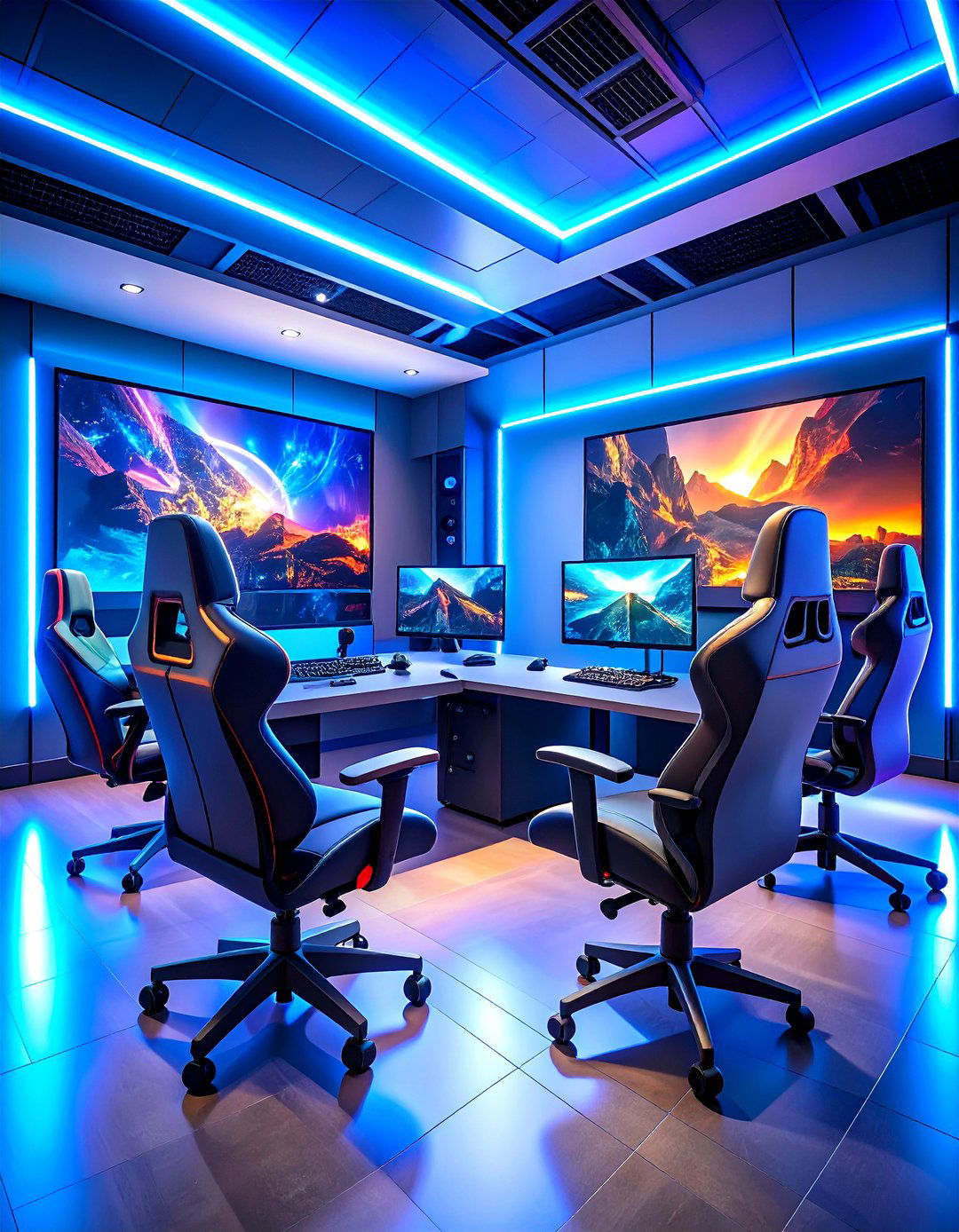 High Tech Gaming Command Center - 24 Luxury Game Room Ideas