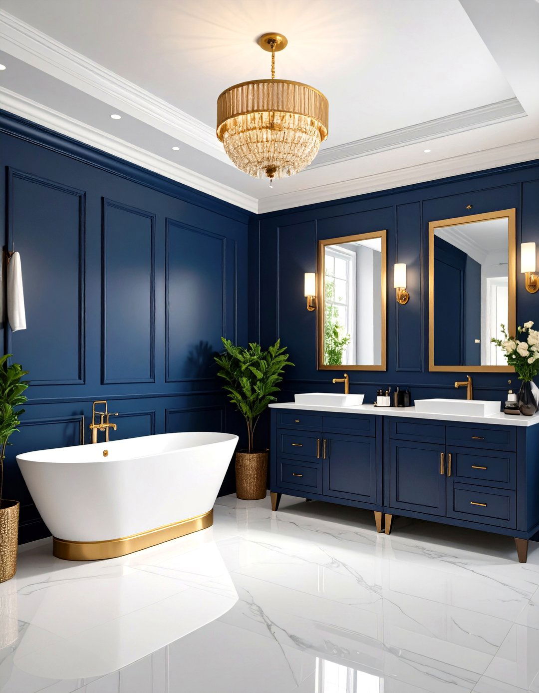 High Wainscoting Dramatic Height - 24 Powder Room Wainscoting Ideas