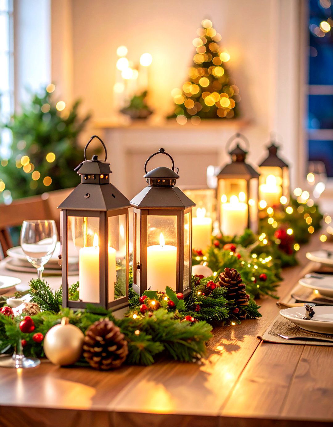Holiday Centerpiece Table Runner Design - 24 Lantern Decor Ideas
