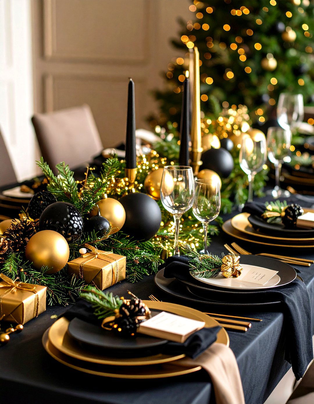 Holiday Elegance Seasonal Celebrations - 24 Black and Gold Centerpiece Ideas