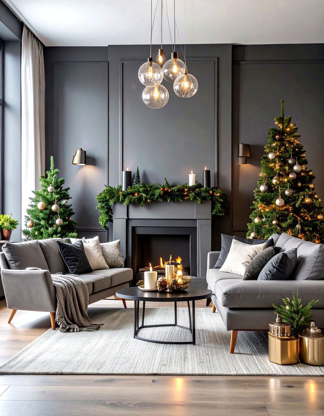 Holiday Entertaining Living Room Setup - 24 living room grey walls black trim