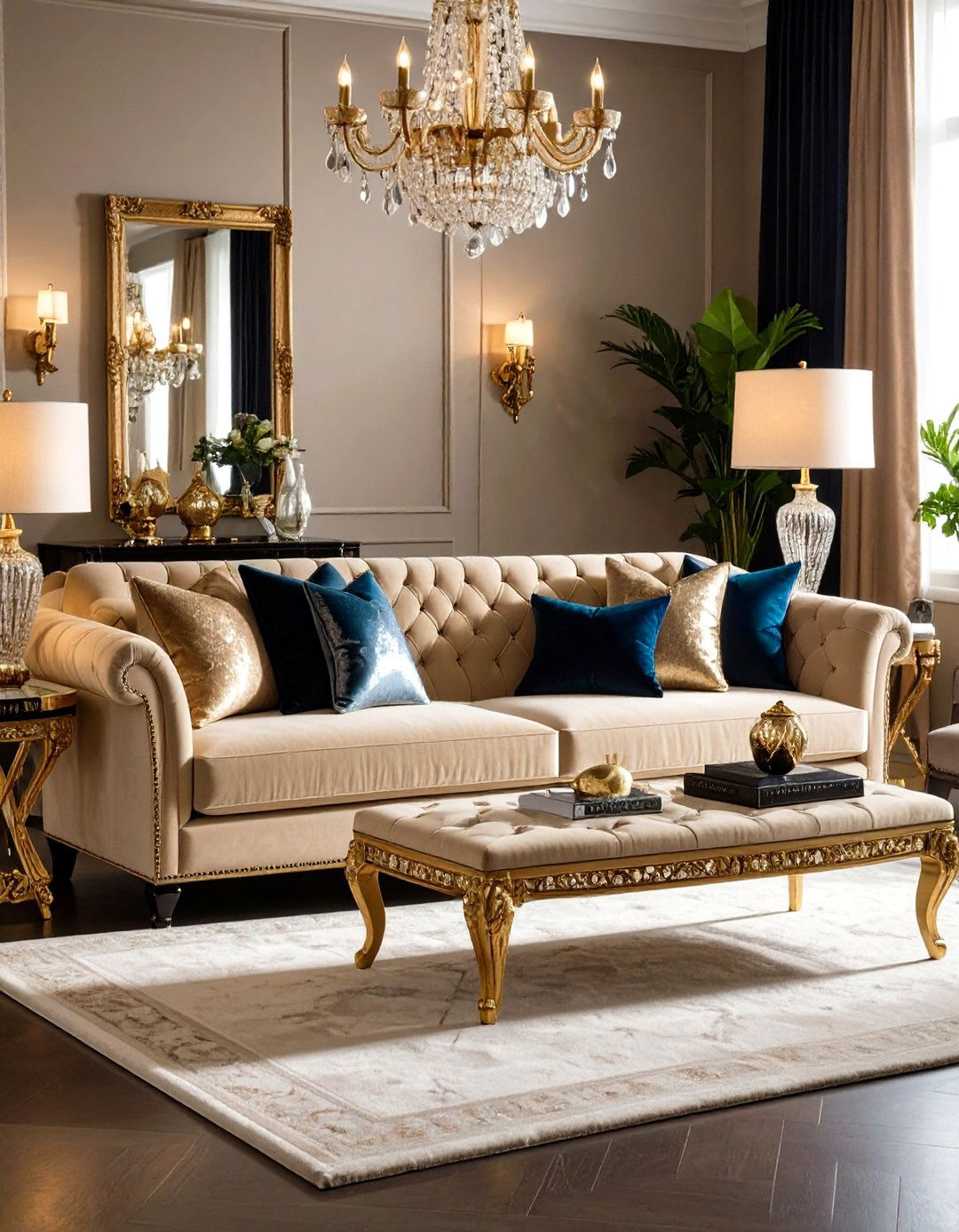 Hollywood Regency Beige Sofa Glamour - 24 Beige Couch Living Room Ideas