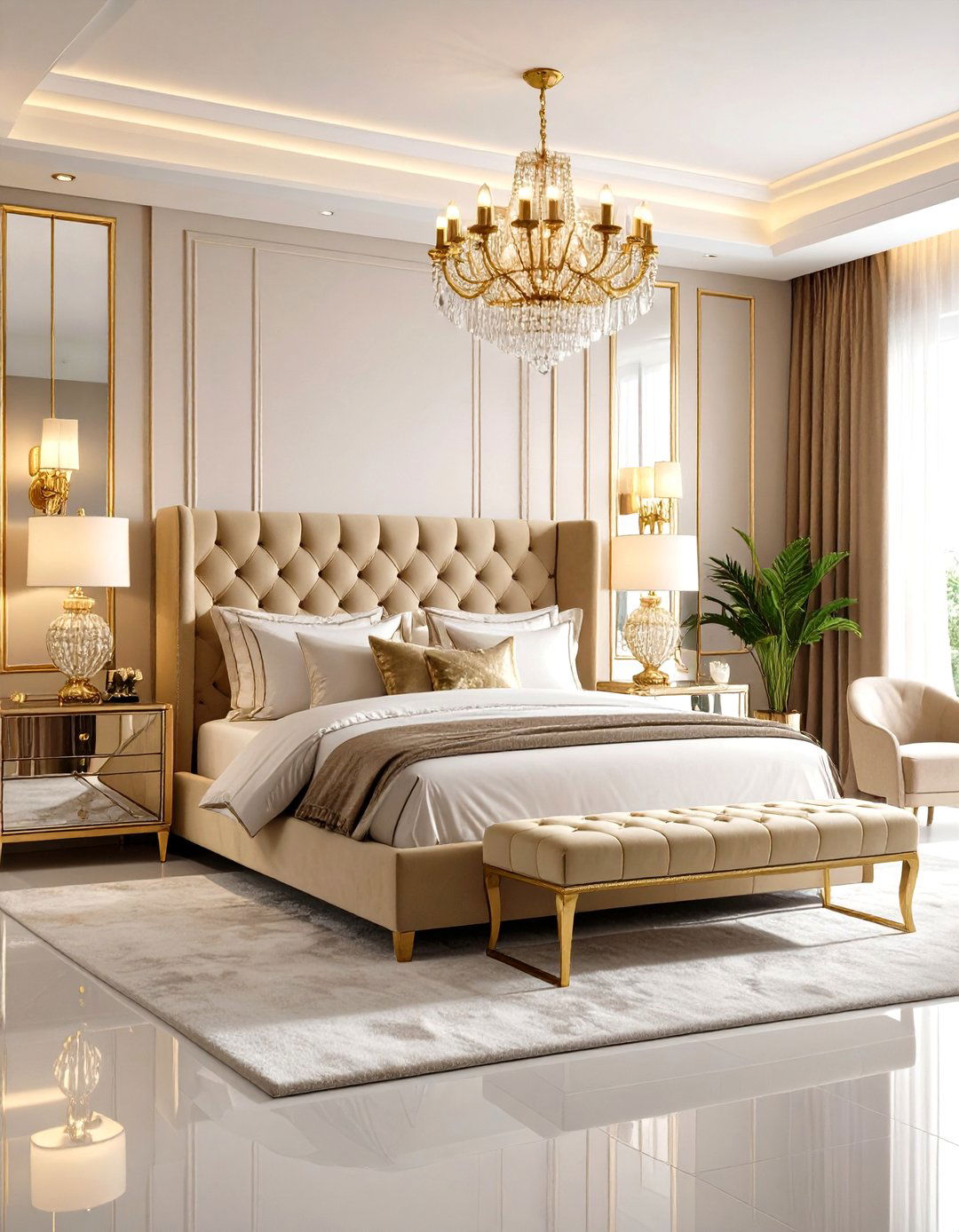 Hollywood Regency Gold Glamour - 24 Gold Bedroom Ideas