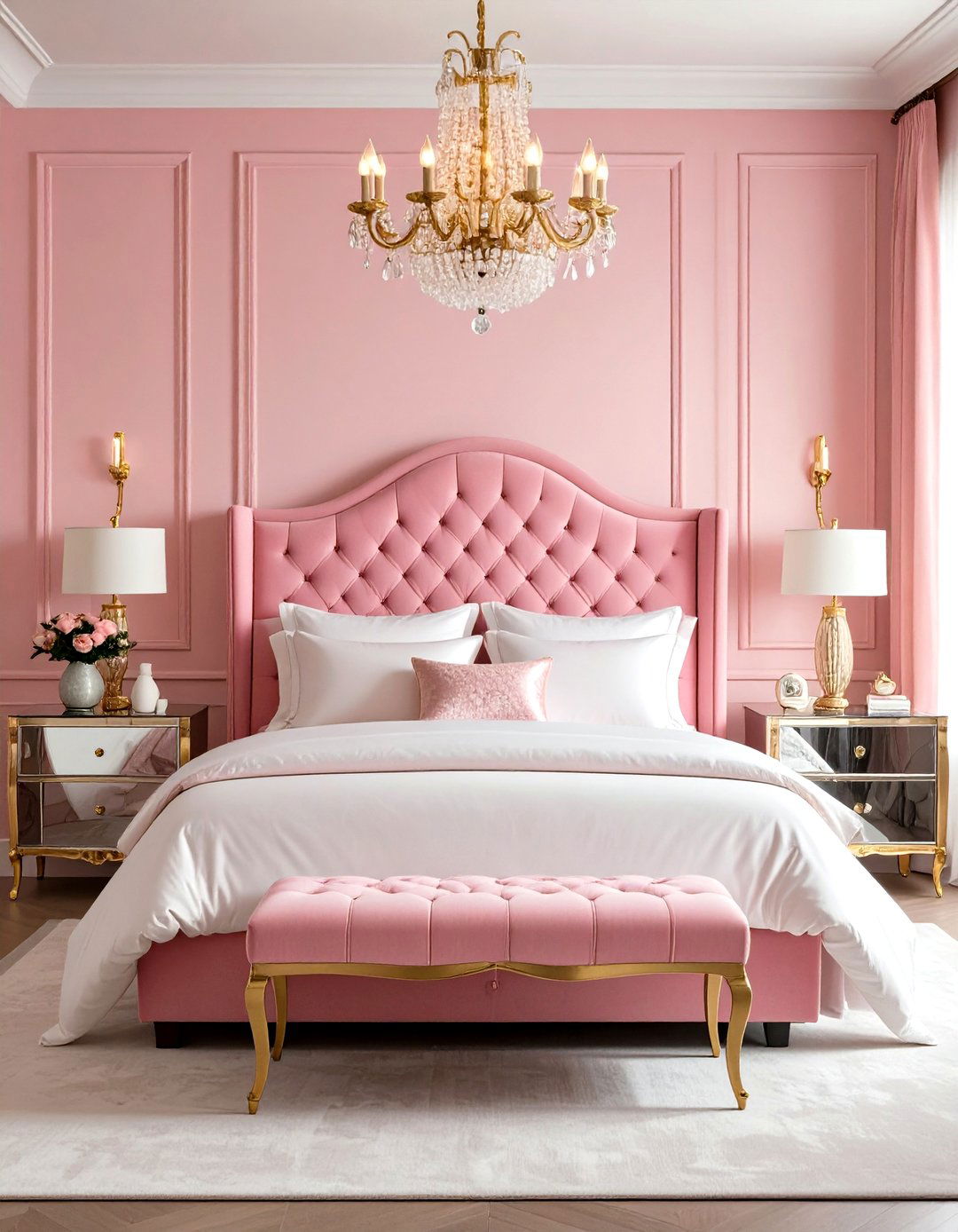 Hollywood Regency Pink - 24 Pink and White Bedroom Ideas