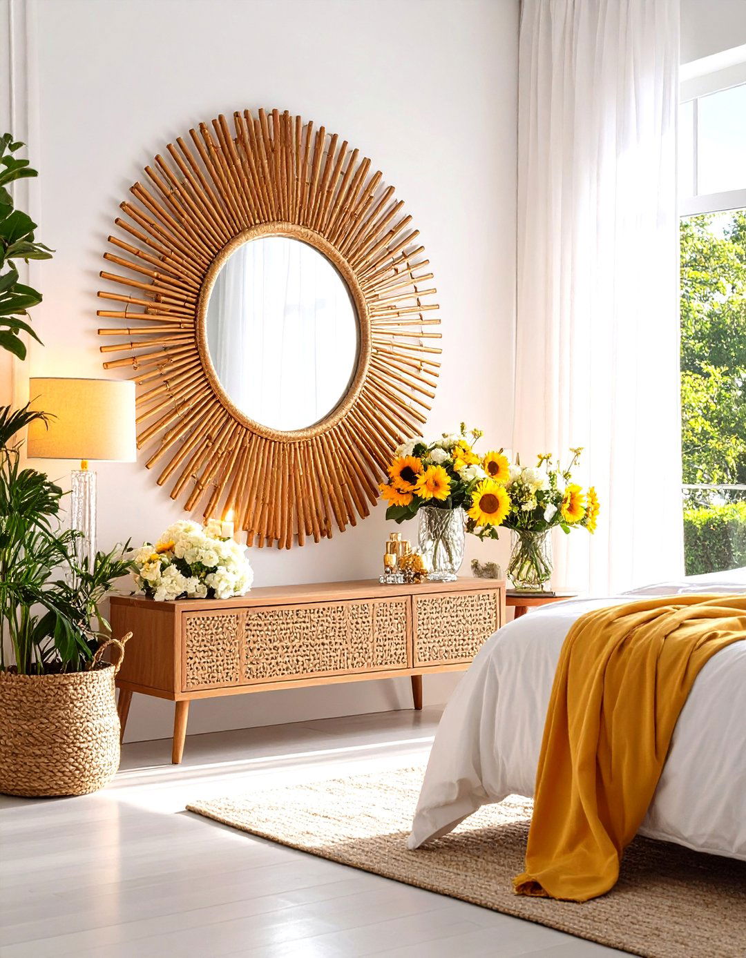 Hollywood Regency Rattan Mirror Frame - 24 rattan bedroom furniture ideas