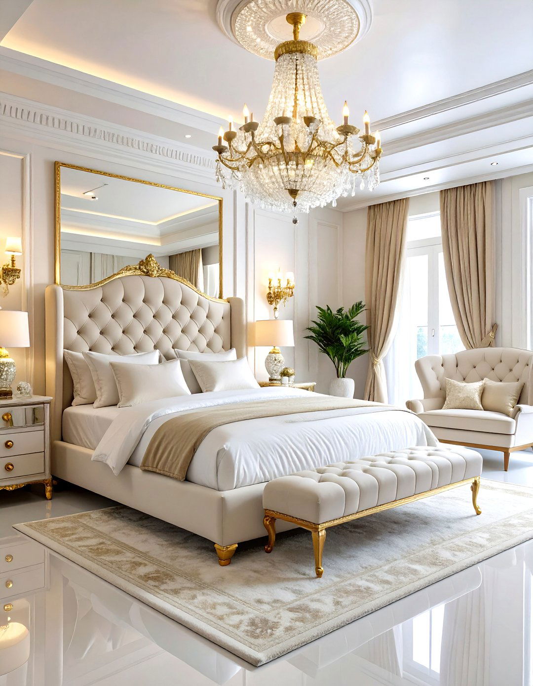 Hollywood Regency White Bedroom - 24 White Bedroom Ideas