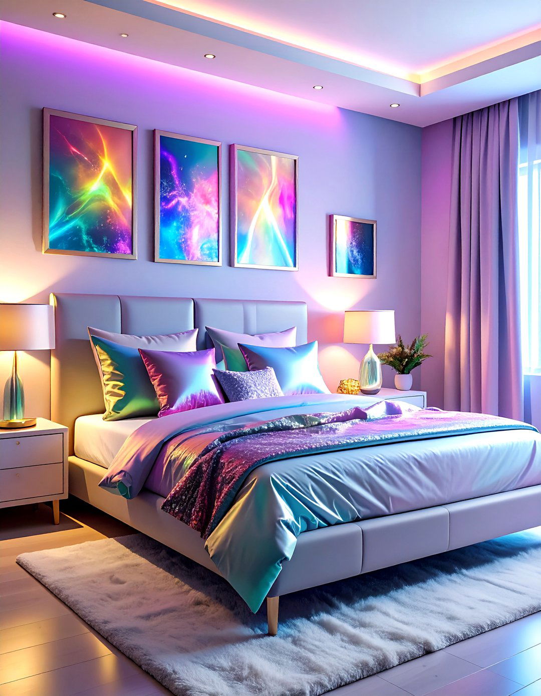 Holographic and Iridescent Decor Elements - 24 90s Bedroom Decor Ideas