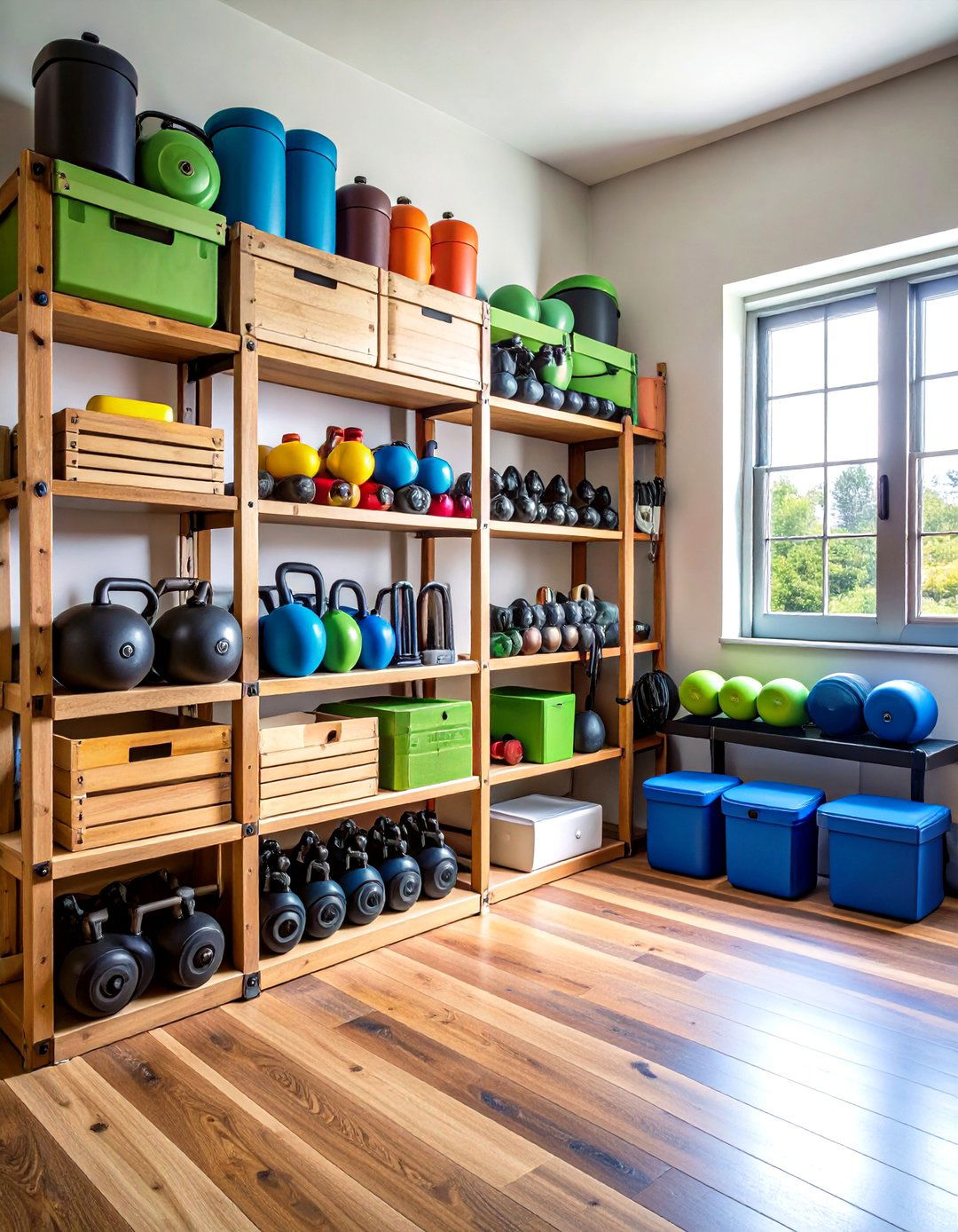 Home Gym Equipment Organization - 24 Milk Crate Storage Ideas