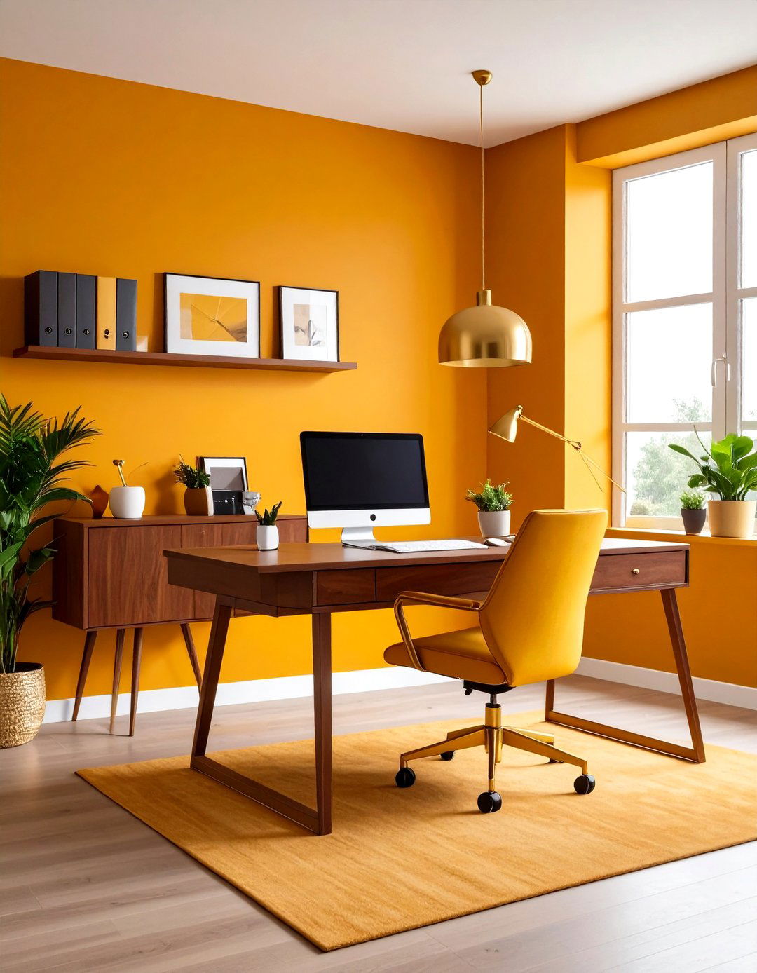 Home Office Amber and Brown Workspace - 24 Warm Color Palettes for Every Room in the House